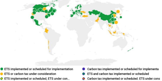 Figure 3: Summary Map of Regional, National and Subnational Carbon Pricing Initiatives